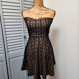 Black and gold strapless dress